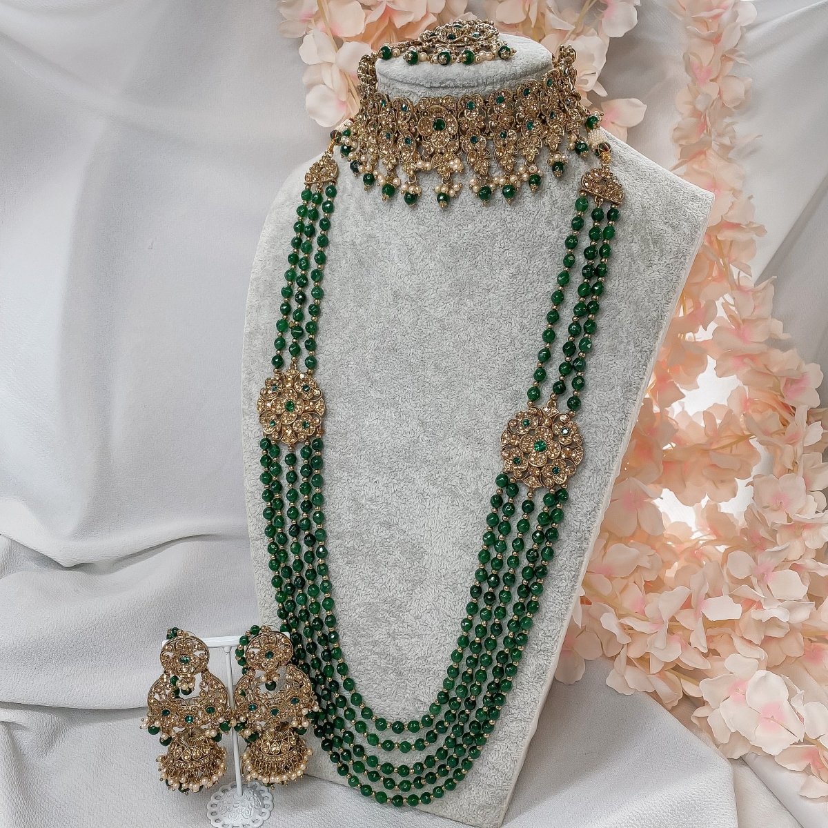 Wedding green stone sale necklace designs