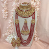 Yusra Bridal Double Necklace set - Maroon/Pink - SOKORA JEWELSYusra Bridal Double Necklace set - Maroon/Pink