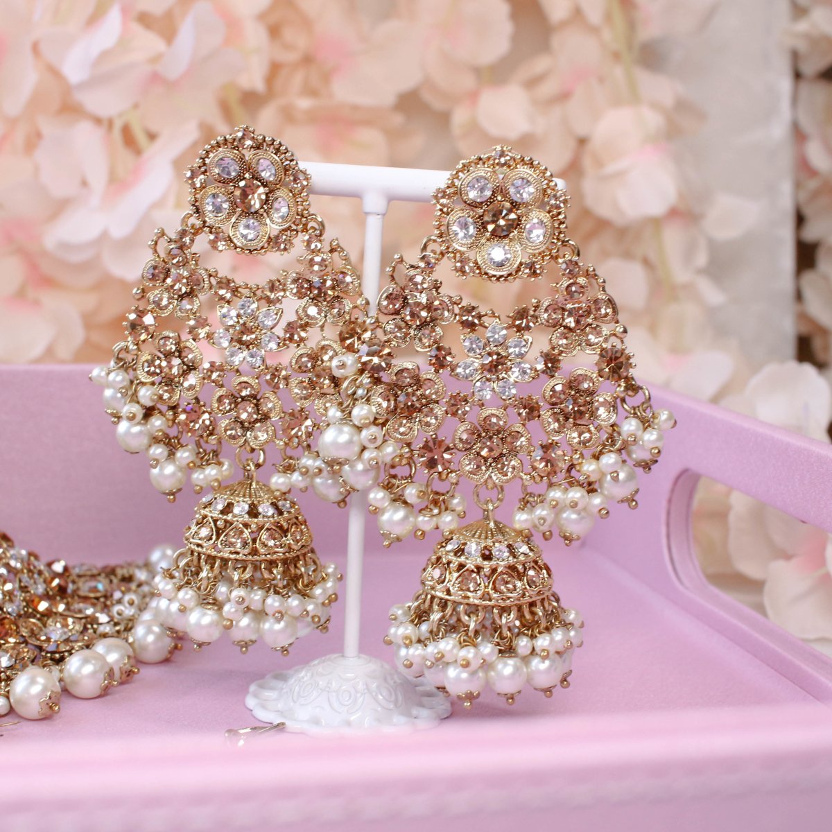 Ziba Bridal Necklace set - Gold/Clear - SOKORA JEWELSZiba Bridal Necklace set - Gold/Clear