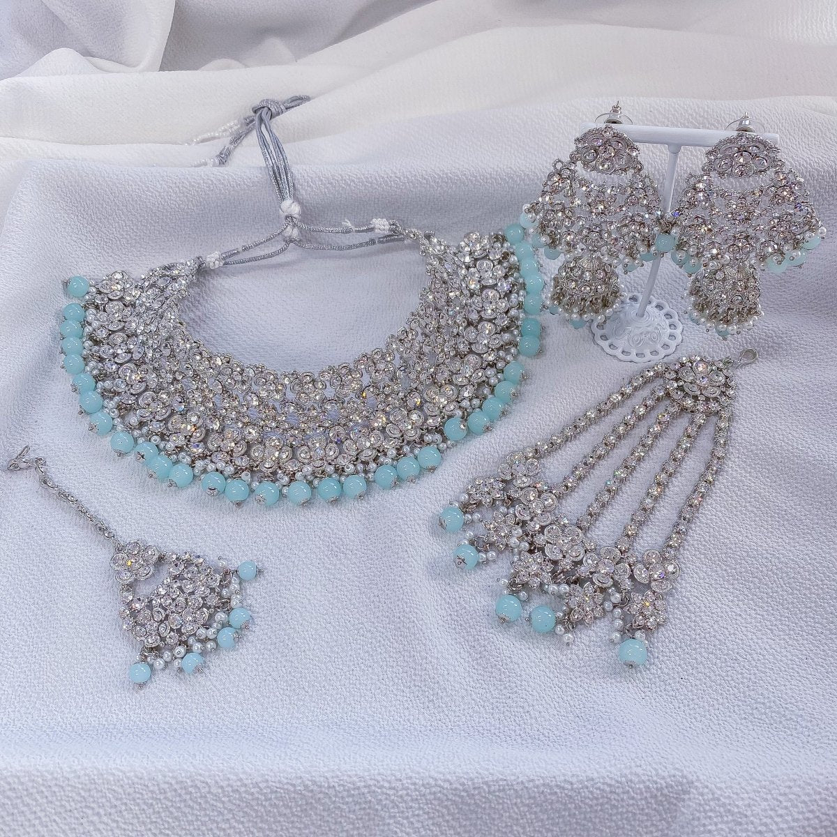 Eye of Protection Light Blue Earrings and Necklace Set | Salty – Salty  Accessories