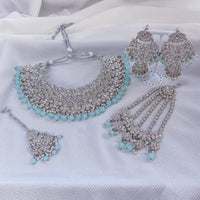 Ziba Silver Necklace set - Light Blue beads - SOKORA JEWELSZiba Silver Necklace set - Light Blue beads