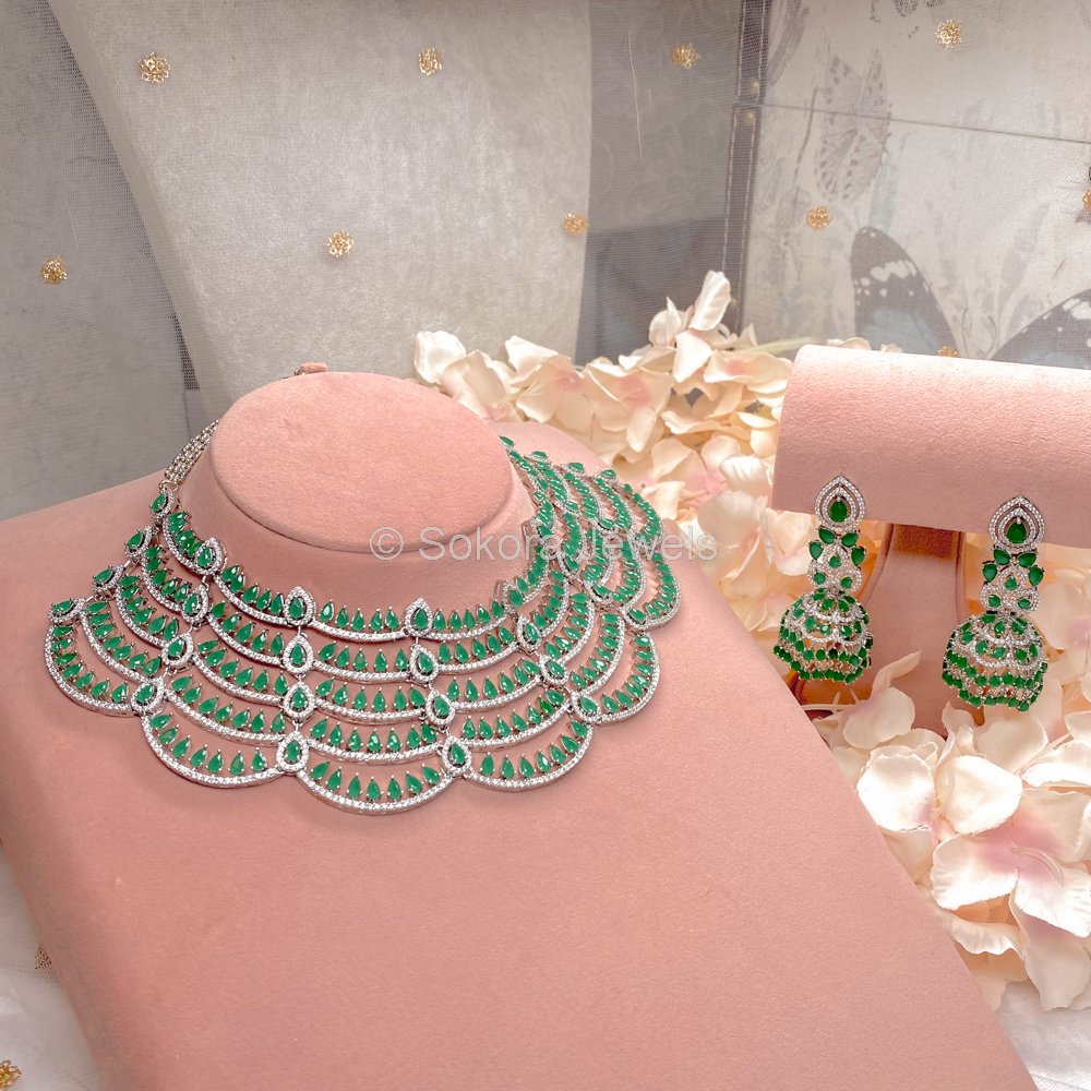 Zowra Emerald Drop Diamante Set - SOKORA JEWELSZowra Emerald Drop Diamante SetNECKLACE SETS